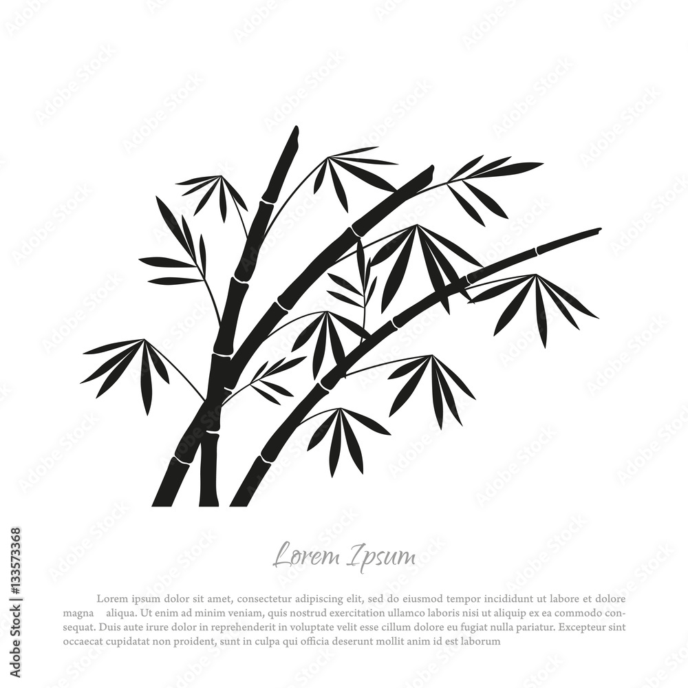Naklejka premium Black bamboo silhouette on a white background