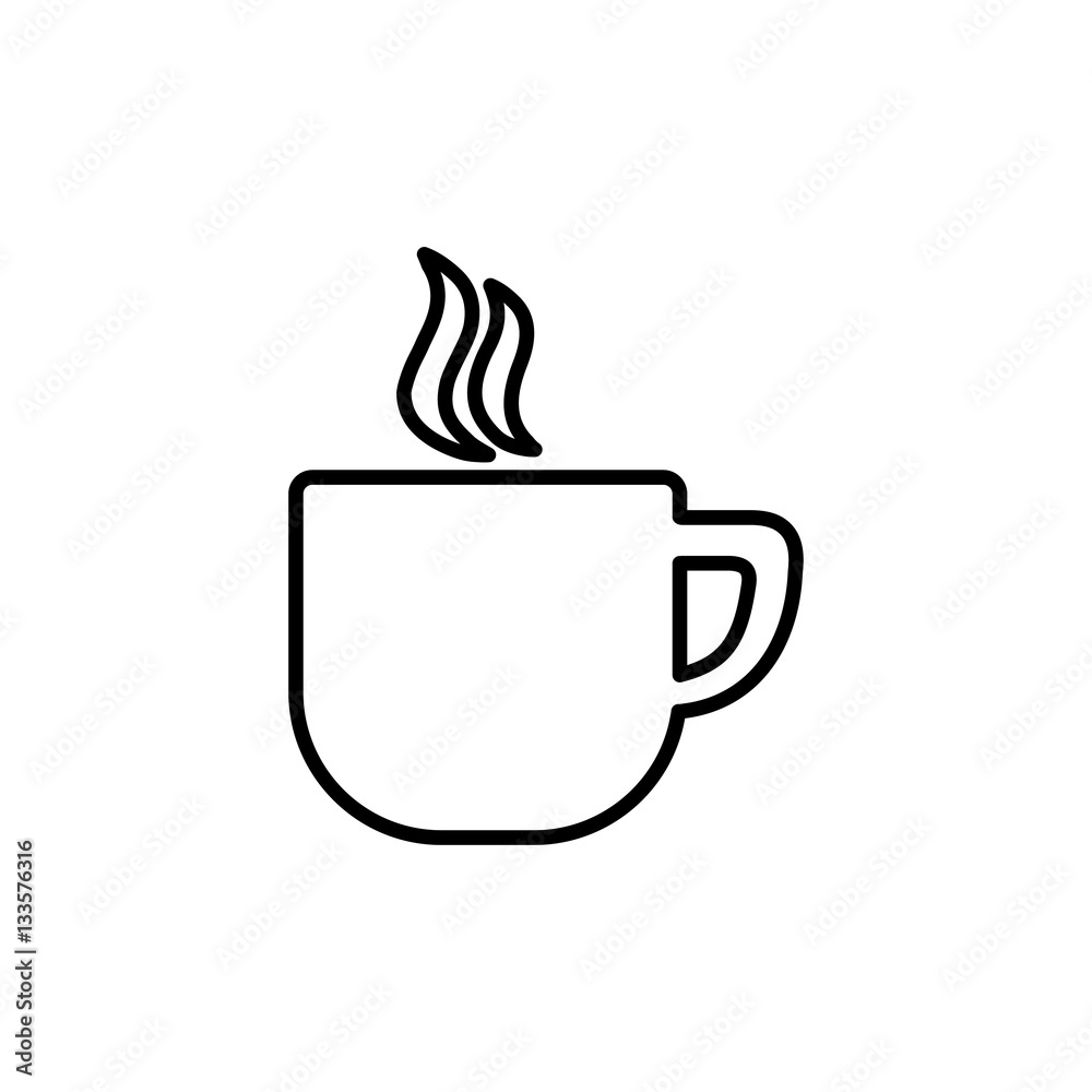cup of coffee tea with steam line icon black on white cup of coffee tea with steam line icon black on white