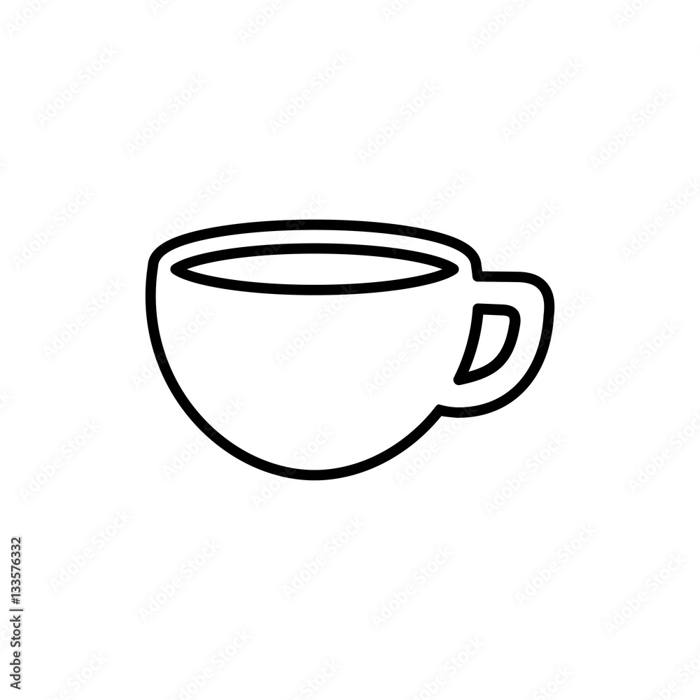 cup of coffee tea line icon black on white