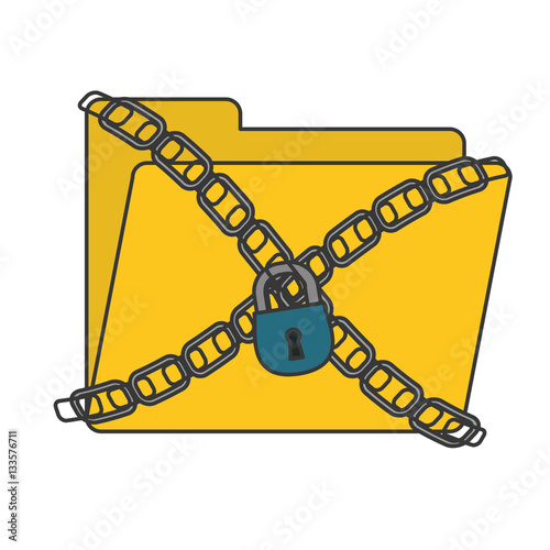 folder with padlock and chains over white background. vector illustration