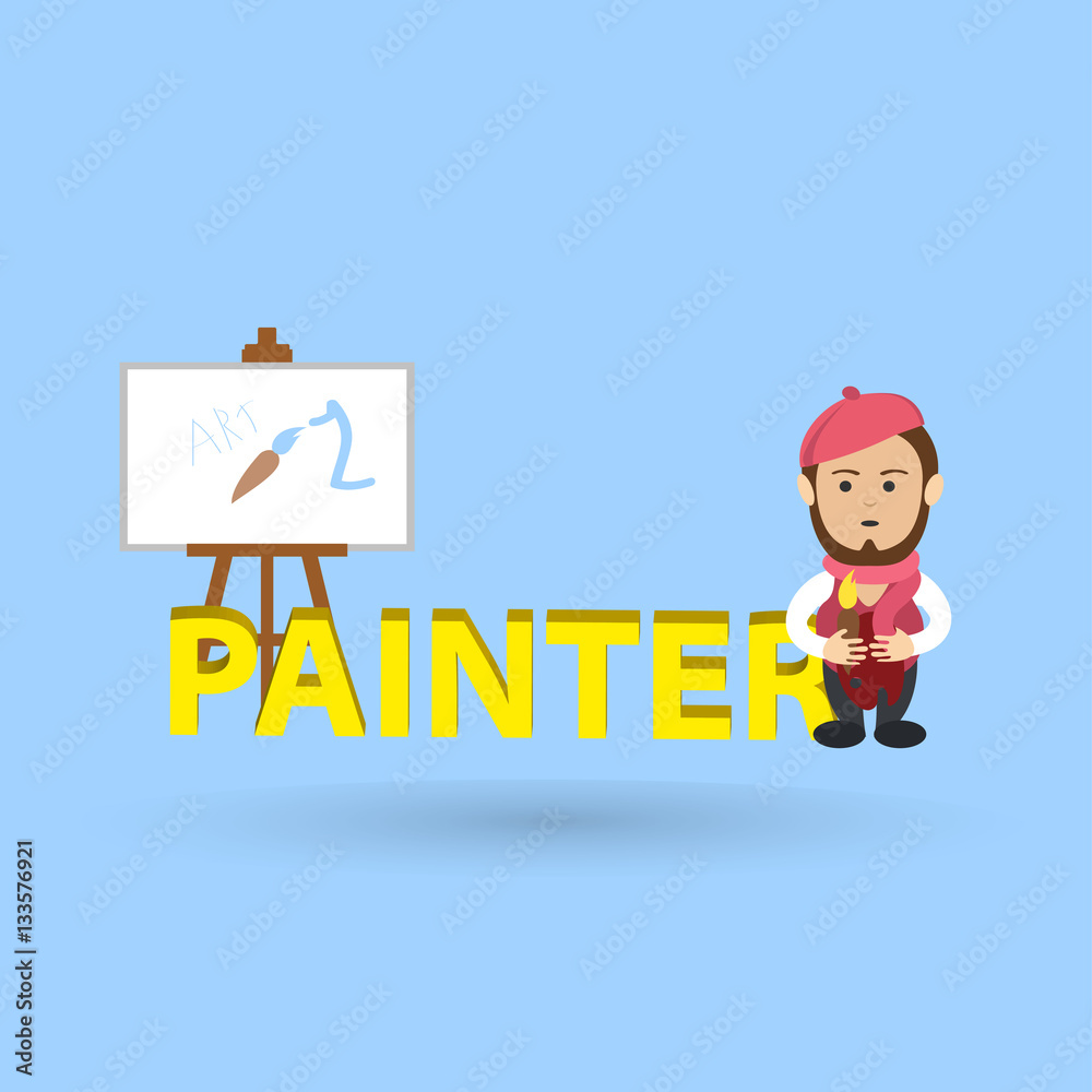 Artist painter profession in flat design  