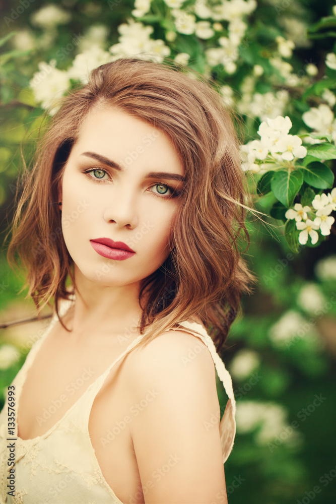 Spring Model Woman with Long Bob Hairstyle. Sexy Beautiful Girl Spring Model Woman with Long Bob Hairstyle. Sexy Beautiful Girl