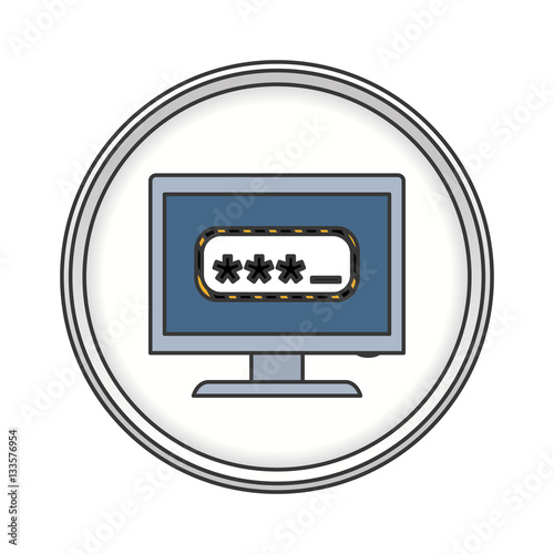 computer with login and password icon over white background. vector illustration