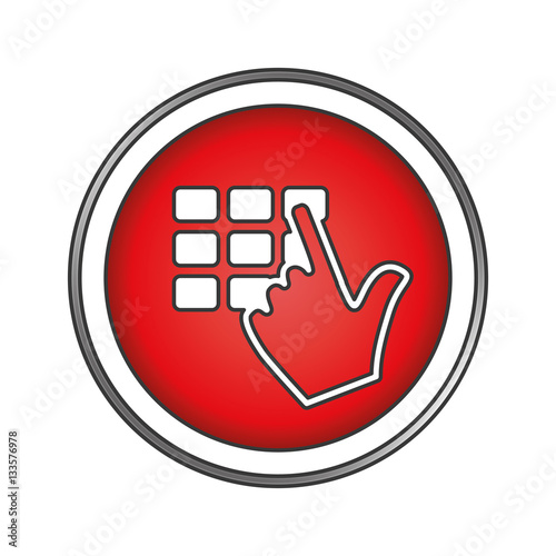 Hand finger entering with PIN code combination or password on a keypad. vector illustration