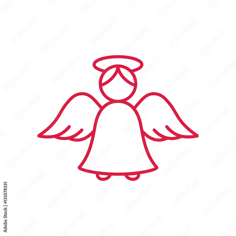 valentine cupid angel wings fly minimalistic love red on white line icon valentine cupid angel wings fly minimalistic love red on white line icon