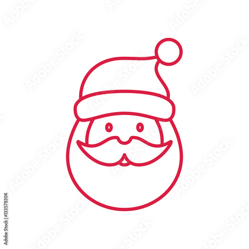 santa claus face beard mustage happy xmas christmas new year red on white line icon
