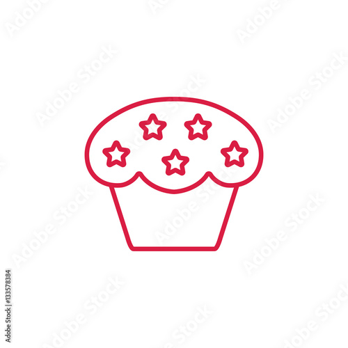 cake cupcake sweet baked biscuit dessert red on white line icon