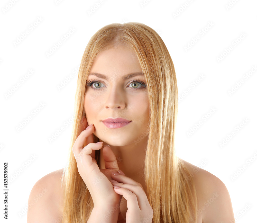 Young attractive woman on white background Young attractive woman on white background
