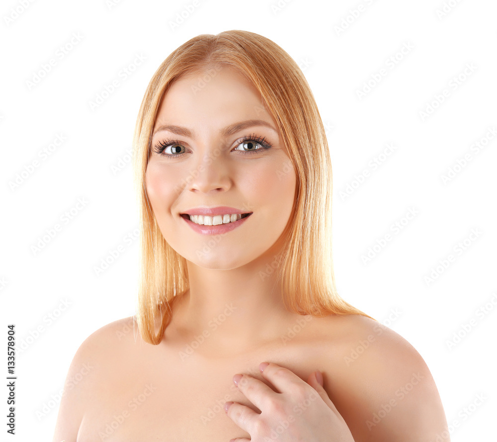 Young attractive woman on white background Young attractive woman on white background