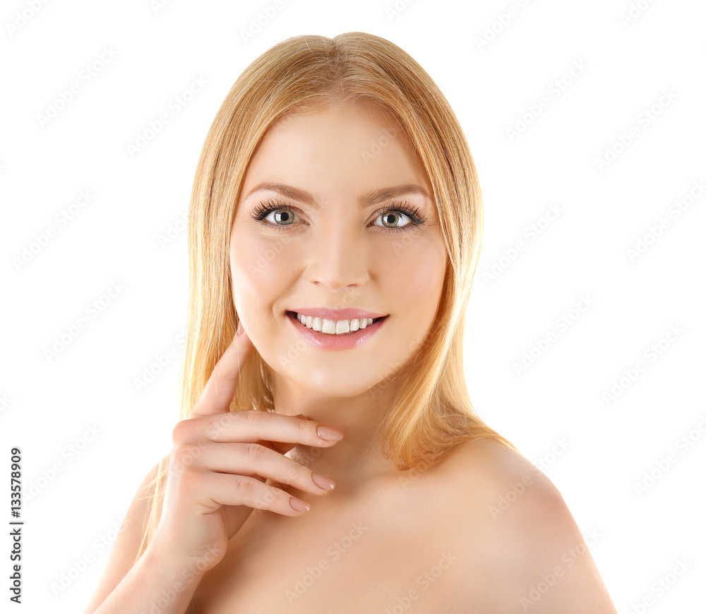 Young attractive woman on white background Young attractive woman on white background