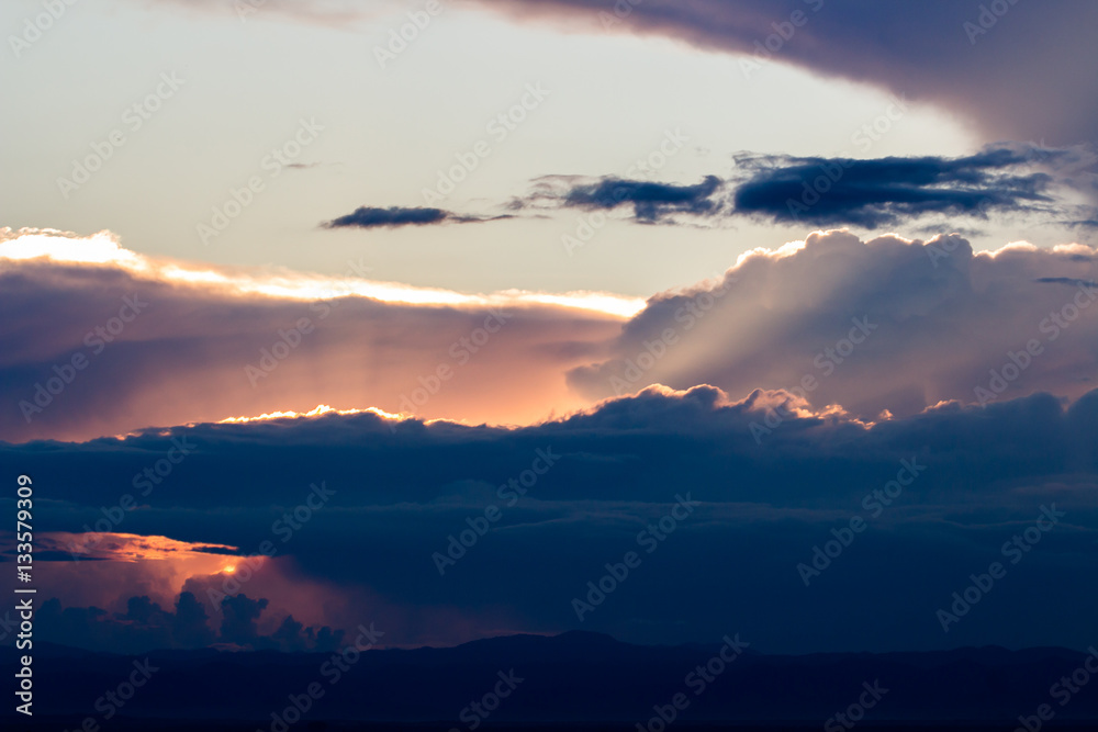 Fototapeta premium colorful dramatic sky with cloud at sunset