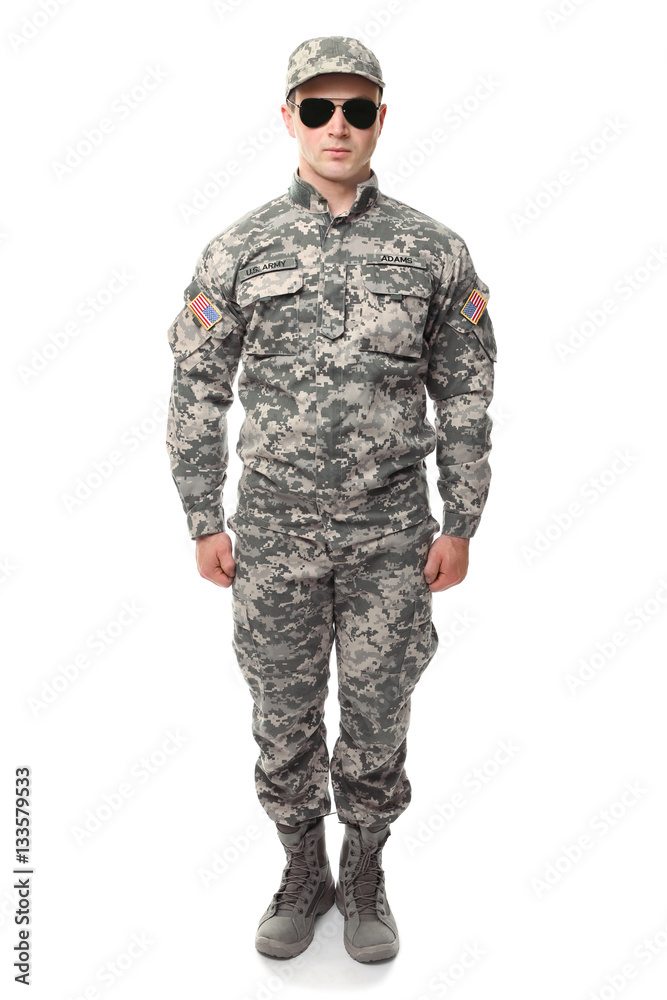 Soldier with sunglasses on white background Soldier with sunglasses on white background