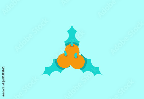 Vector flat mistletoe christmas symbol 