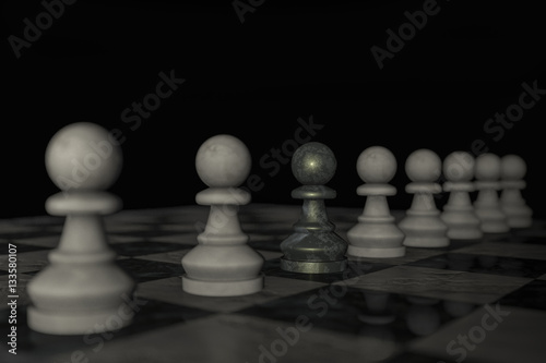 A checkerboard with figures