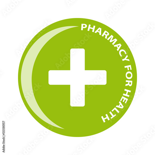 Pharmacy symbol in ring on white background