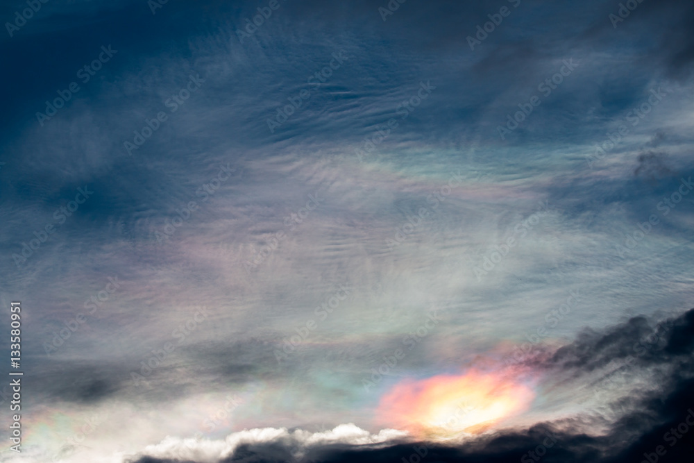 Naklejka premium colorful dramatic sky with cloud at sunset