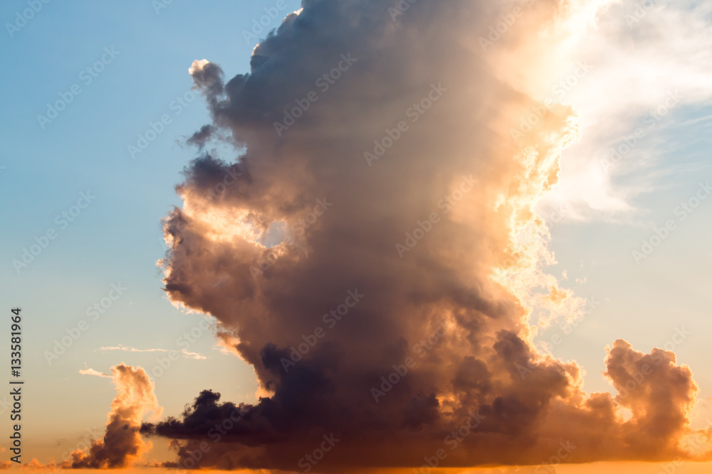 Fototapeta premium colorful dramatic sky with cloud at sunset