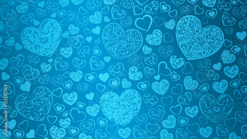 Background of hearts with swirls