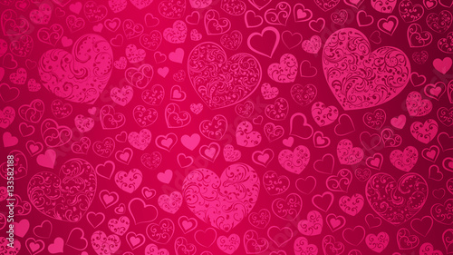 Background of hearts with swirls