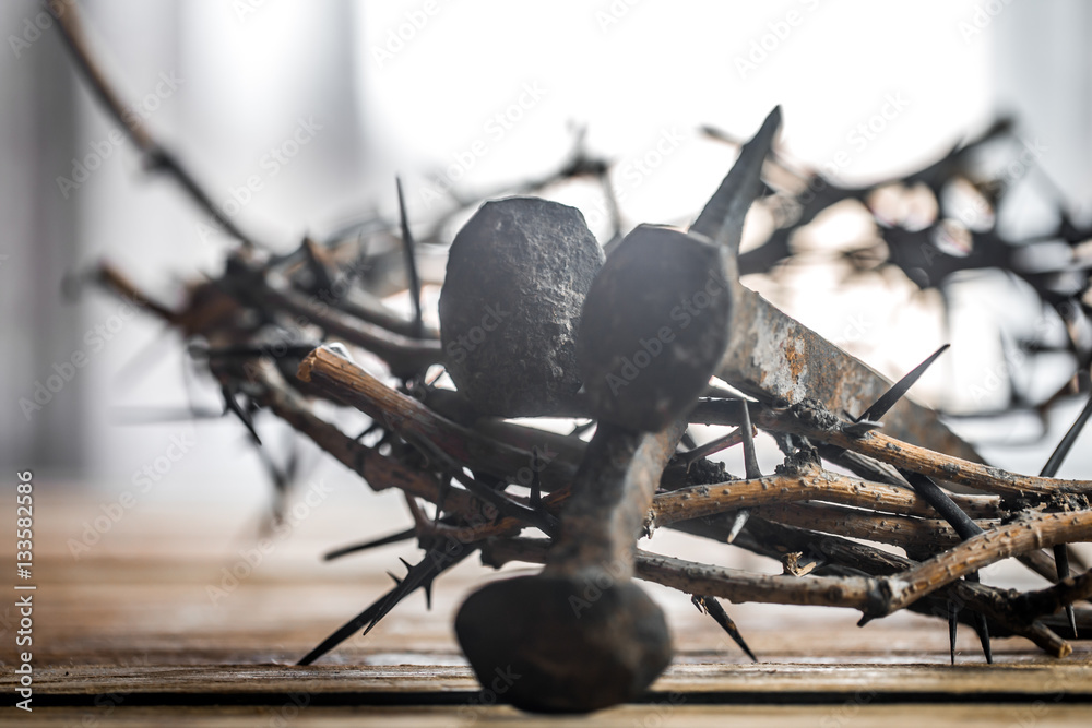 Obraz premium The crown of thorns and nails