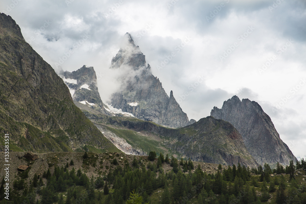 Peaks in Val Veny in Italy along the Tour Du Mont Blanc