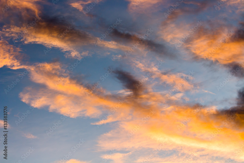 Fototapeta premium colorful dramatic sky with cloud at sunset