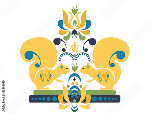 Zentangle squirrel vector illustration isolated. Hand drawn ornamented decor ...