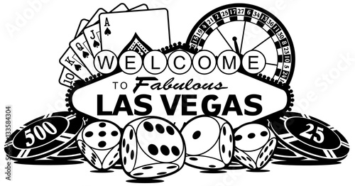 Canvas Print Welcome to Las Vegas Casino Vector