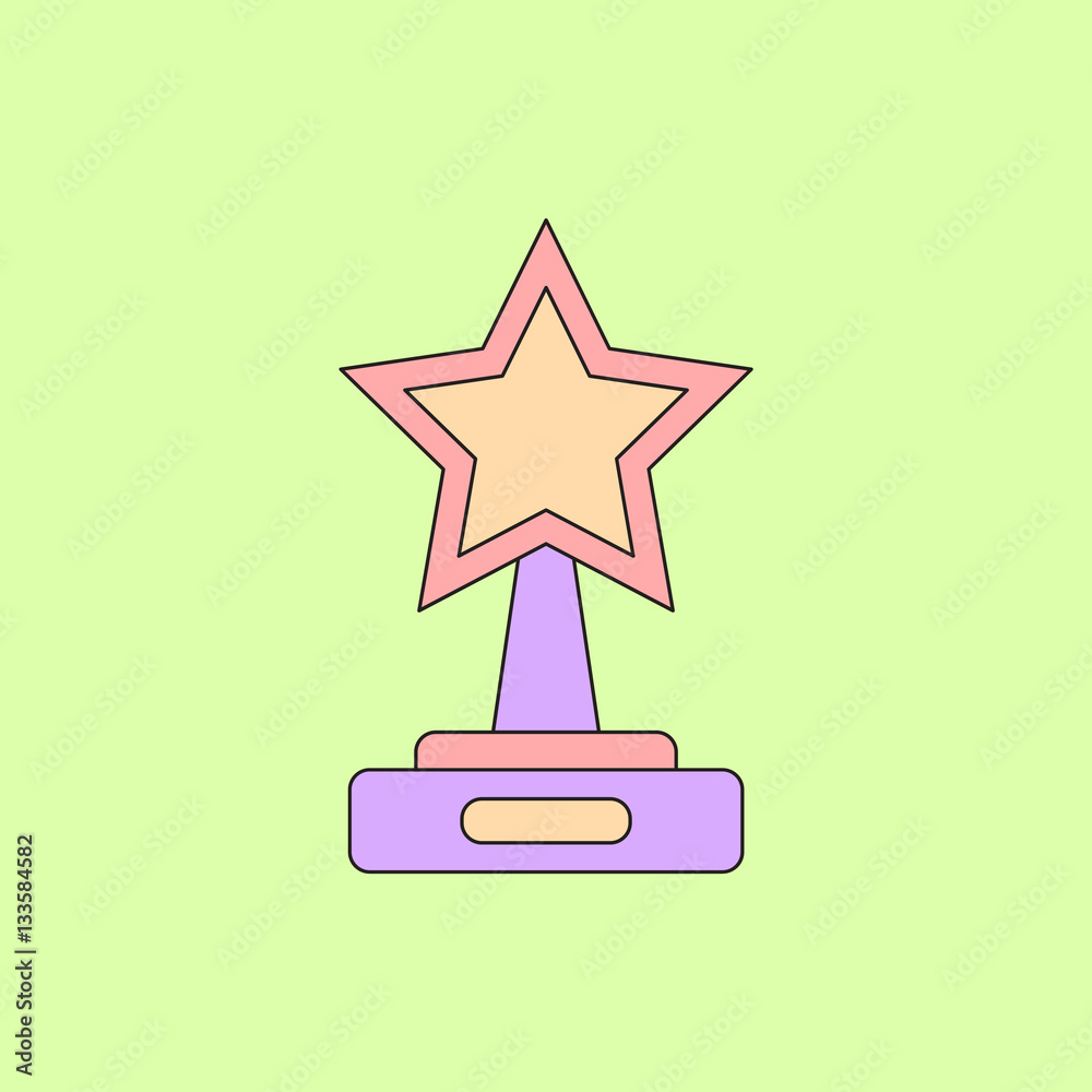 reward Vector illustration in flat style cinema award with big star reward Vector illustration in flat style cinema award with big star