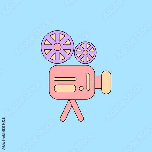 old movie video camera Vector illustration in flat style Retro cinema