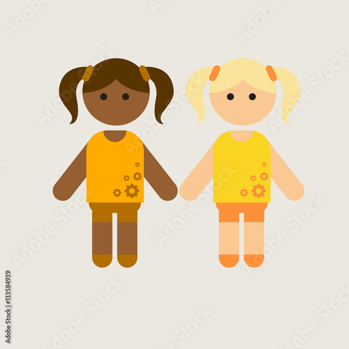 two little girls, cute black girl with friend, girls friendship