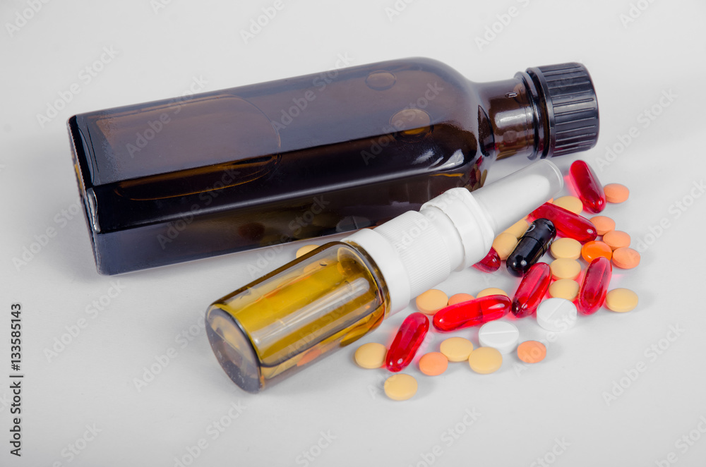 Medicine pills on a white background Medicine pills on a white background