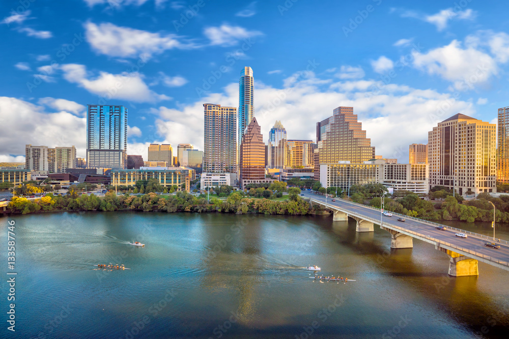 Naklejka premium Downtown Skyline w Austin w Teksasie