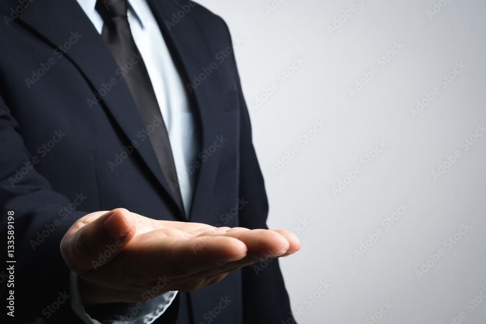 Fototapeta premium Business man with palm up