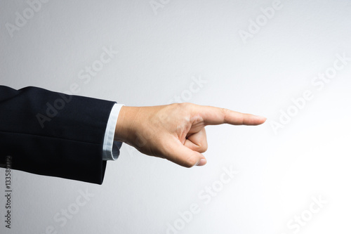 Businessman aggressive pointing index finger