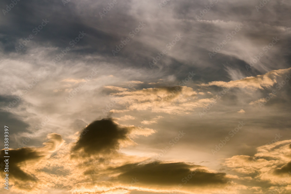 Fototapeta premium colorful dramatic sky with cloud at sunset