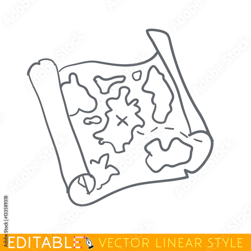 Old map. Editable line icon. Stock vector illustration.