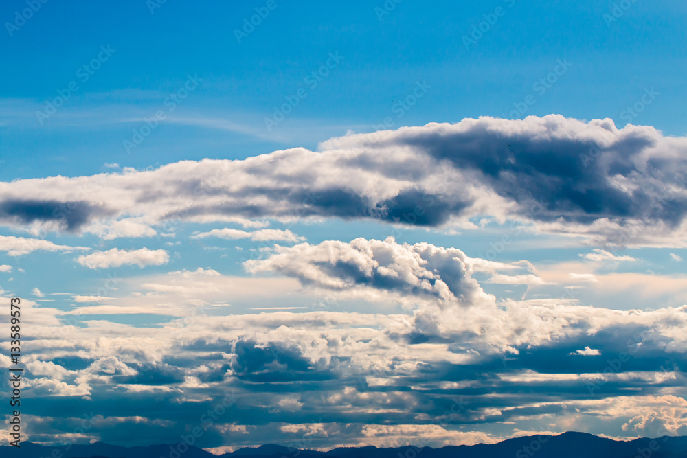 colorful dramatic sky with cloud at sunset