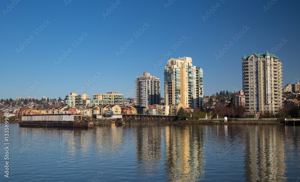 Apartment Buildings on the waterfront of New Westminster Downtown