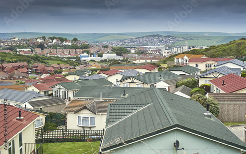View across Newhaven, East Sussex with prefab buildings in the foreground photo