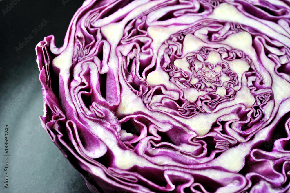Fototapeta premium macro detailed image of red cabbage