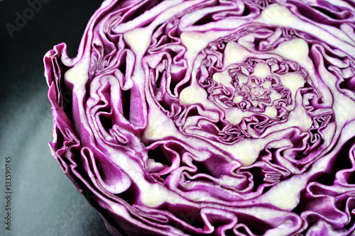 macro detailed image of red cabbage