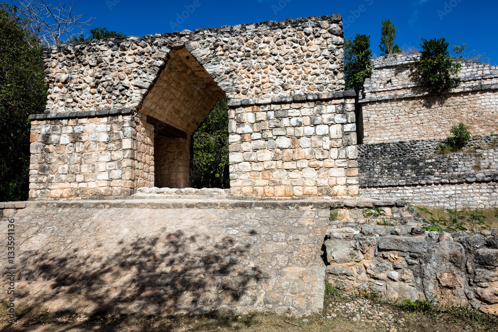 The Arched Entrance to Ek Balam, a late classic Yucatec-Maya archaeological site located in Temozon, Yucatan, Mexico.