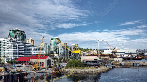 City,  Residential District, Apartment buildings, new constructions and port of North Vancouver photo