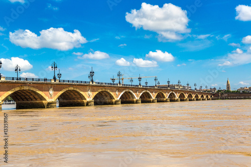 Old stony bridge in Bordeaux