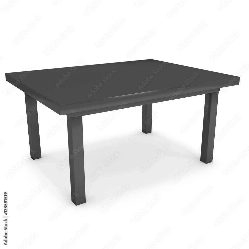 Black Table. 3D render isolated on white. Platform or Stand Illustration. Template for Object Presentation.