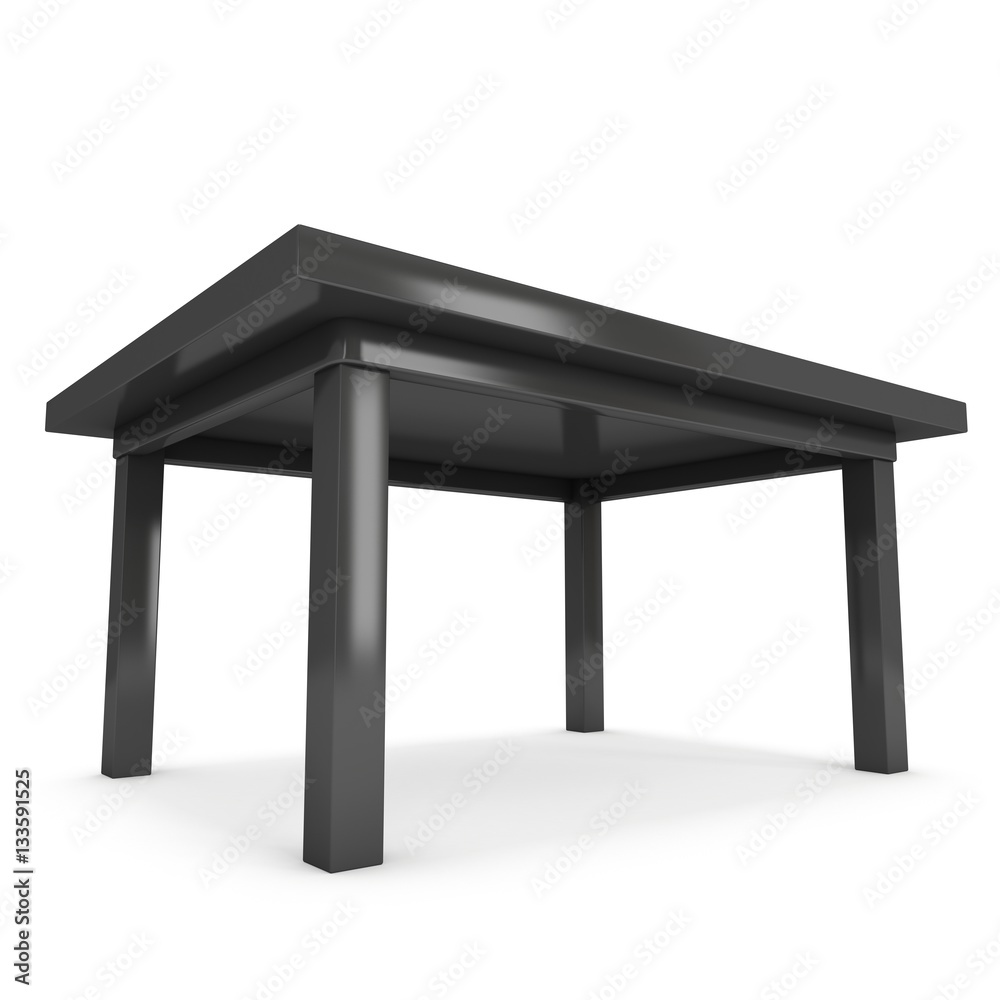 Black Table. 3D render isolated on white. Platform or Stand Illustration. Template for Object Presentation.
