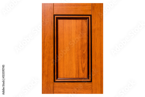 Traditional red cherry kitchen cabinet door style. Made of wood, isolated on white background.