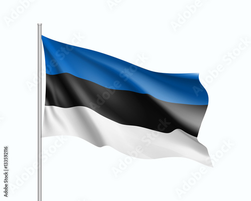 Free Download Waving flag of Estonia state. Illustration of European country flag on flagpole. Vector 3d icon isolated on white background - GFXLoad