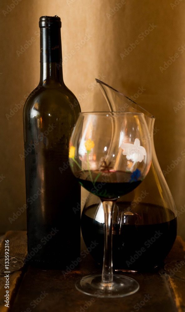 Red Zinfandel Wine - Glass, Bottle, Carafe, Decanter